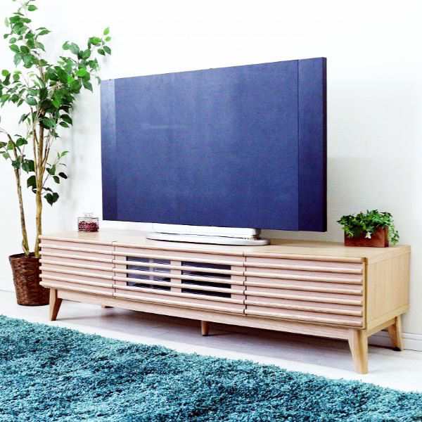 テレビ台 テレビボード TVボード 約幅150×奥行42.5×高さ38cm ナチュラル ルーバー 脚付き リビング ダイニング インテリア家具 送料無  テレビ台・ローボード