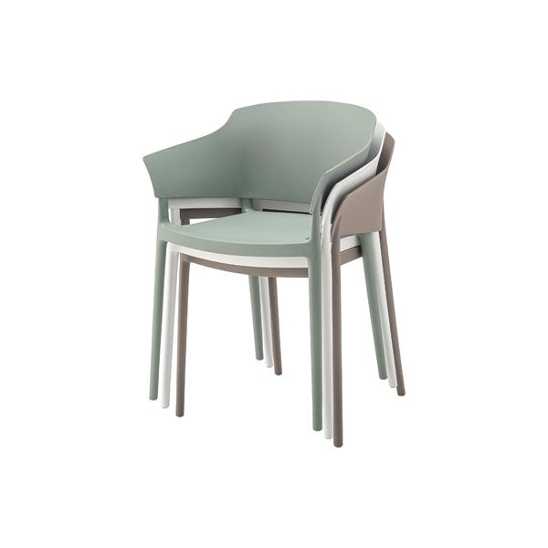 (まとめ) アームチェア ライトグリーン 組立品 〔×2セット〕 まとめ) アームチェア ライトグリーン スタッキング可 完成品 〔×2セット〕