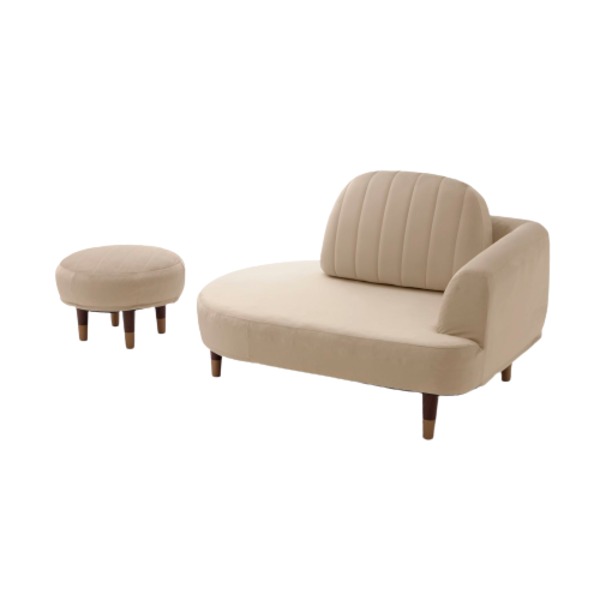 コンパクト ソファー 約幅104cm ベージュ オットマン 足置き 付き ポケットコイル 金属 スチール パイプ 脚付き リビング ダイニング 送の通販は 24,840円