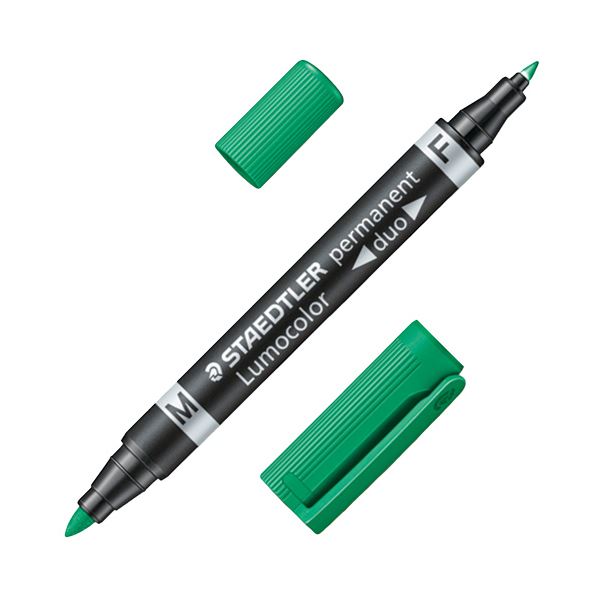 (まとめ）ステッドラー 油性マーカー ルモカラーデュオ M（1.5mm）/F（0.6mm） グリーン 348-5 1セット（10本）【×5セット】 緑 送料無の通販は