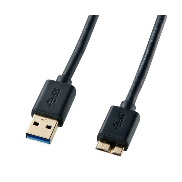 （まとめ） USB3.0対応マイクロケーブル 配線 (USB IF認証タイプ) (A)オス-Micro(B)オス ブラック 0.5mKU30-AMC05BK 1本【×10セット】 黒 送料無料