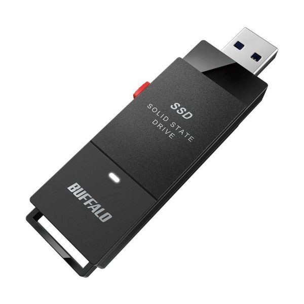 （まとめ）バッファロー USB3.2(Gen1)ポータブルSSD スティック型 1TB ブラック SSD-PUT1.0U3-BKC 1台【×3セット】 黒 送料無料