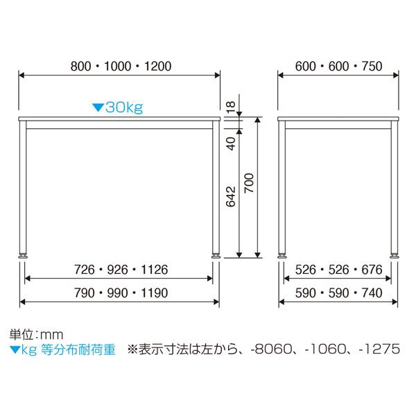 フラットテーブル 机 約120x75cm FDF-1275KMW オーク／ホワイト 組立品 白 送料無料