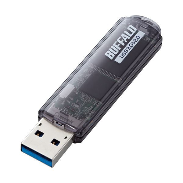 （まとめ）バッファロー USB3.0対応USBメモリー スタンダードモデル 64GB ブラック RUF3-C64GA-BK 1個【×3セット】 黒 送料無料