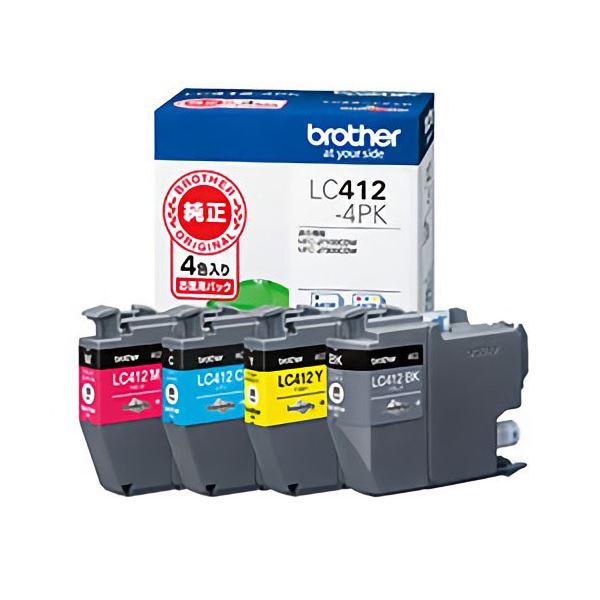 【純正】 ブラザー インクカートリッジ 4色パック LC412-4PK 送料無料