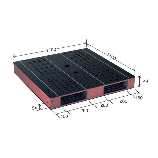 カラープラスチックパレット/物流資材 【1100×1100mm ブラック/ブラウン】 両面使用 HB-R2・1111SC 自動倉庫対応 岐阜プラスチック工業