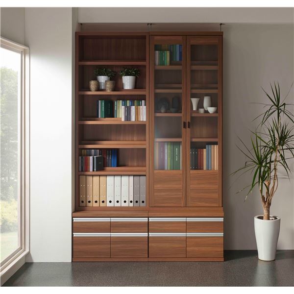 食器棚 幅111cm ダークブラウン 木製 ガラス扉付き 日本製 ガラス扉が