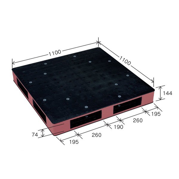 カラープラスチックパレット/物流資材 【1100×1100mm ブラック/ブラウン】 両面使用 HB-R4・1111SC 岐阜プラスチック工業 黒 茶 送料無