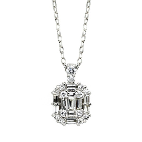 ダイヤモンド ネックレス プラチナ Pt950 0.3ct バケット ダイヤ ...