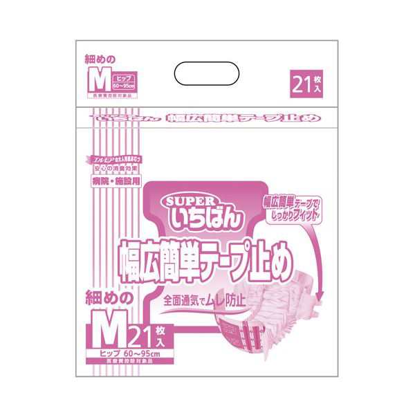 カミ商事 スーパーいちばん幅広簡単テープ止め細めM 4P 最強のテープ 驚異の幅広さと簡単さで、あらゆる場面で活躍 細めのMサイズで使い