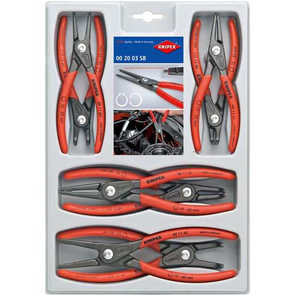 KNIPEX（クニペックス）002004SB 精密スナップリングプライヤーセット（8本組） 高頻度使用のための8本セット 精密な軸や穴に最適なスナ