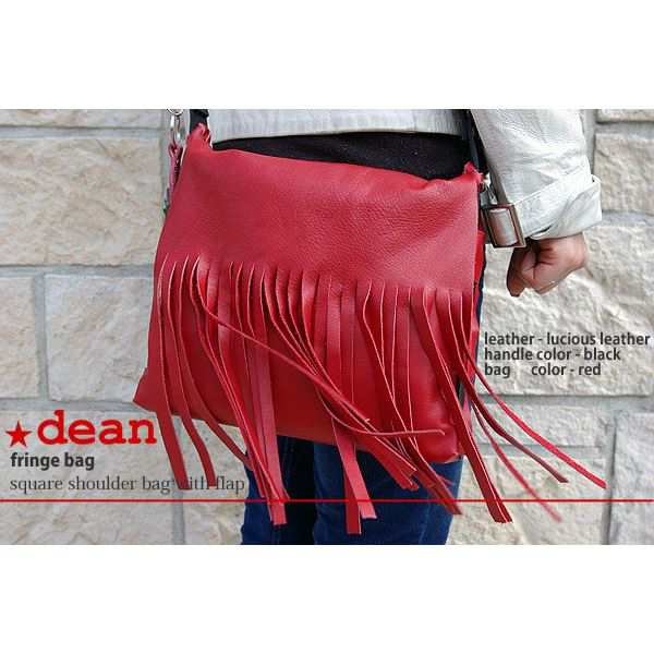 ★dean（ディーン） fringe bag ショルダーバッグ 斜めがけバッグ 赤 鮮やかな赤の斜めがけバッグ、ディーンのフリンジバッグが登場 おし