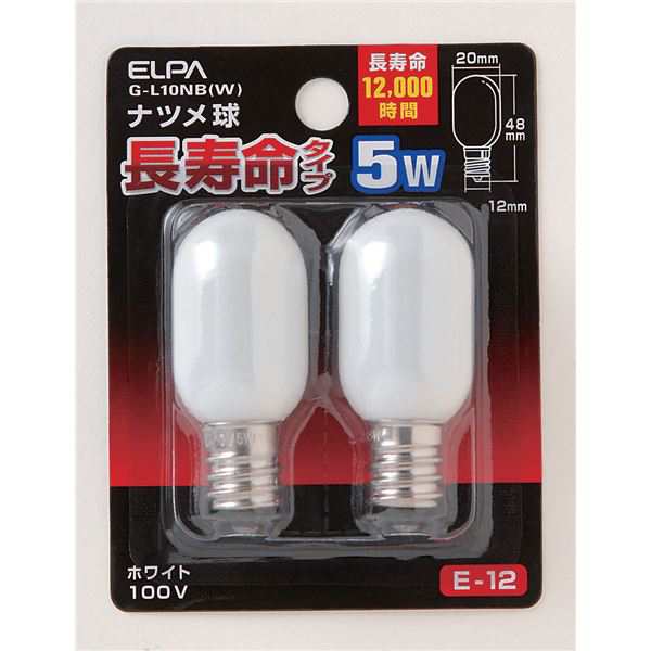 まとめ） 長寿命ナツメ球 電球 5W E12 ホワイト 2個入 G-L10NB（W