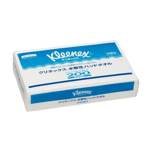 日本製 国産 紙クレシア クリネックス 水解性ハンドタオル200 200枚/パック 1セット(35パック) 水に触れるだけでほぐれる 驚きの水解性ハ