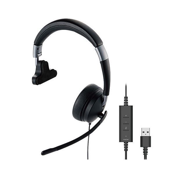 デュアルマイクノイズリダクション有線ヘッドセット USB 片耳 ブラック HS-HP100UNCBK 黒 ノイズを徹底的にカット 片耳で快適な通話体験の通販は