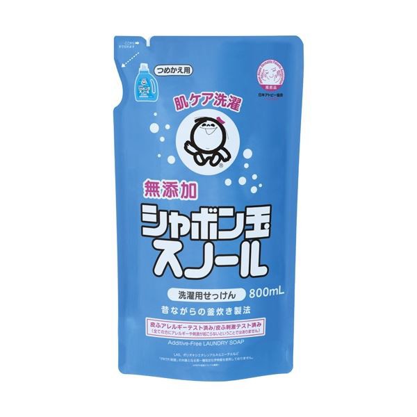 (まとめ) シャボン玉石けん シャボン玉 スノール詰替用 800ml 1パック 【×10セット】 自然派の洗濯用液体石けん (まとめ) ピュアソープ