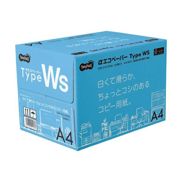 （まとめ）TANOSEE αエコペーパータイプWS 白くて滑らか、ちょっとコシのあるコピー用紙。 A4 1箱(2500枚:500枚×5冊) 【×3セット】 送