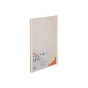 まとめ) TANOSEE クリアファイル A4タテ10ポケット 背幅8mm イエロー 1