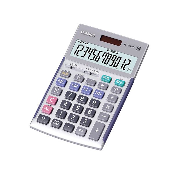 電卓 ジャストサイズ シルバー JS-20WKA-SR-N シルバーの魅力を纏った、手に馴染むサイズの電卓 使いやすさとスタイリッシュなデザインがの通販は