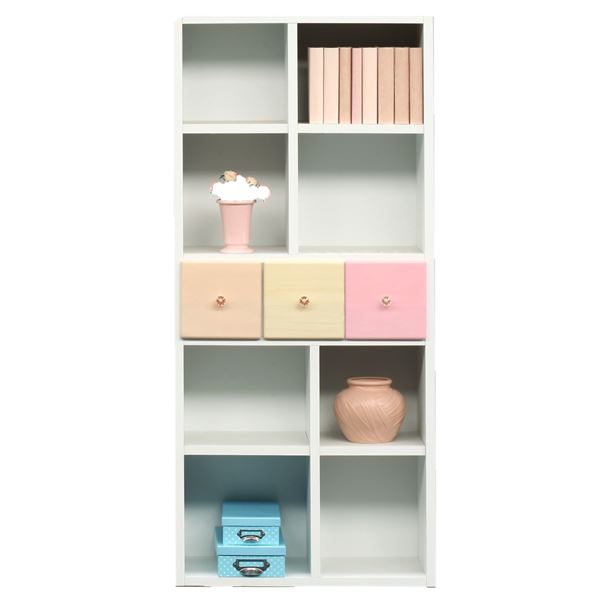 ブックシェルフ 整理 収納 キャビネット 本棚 ハイタイプ 高い 幅64cm ホワイト 日本製 国産 木製 天然木 タテにもヨコにも置ける 自在シェルフ 完成品 白 送料無料