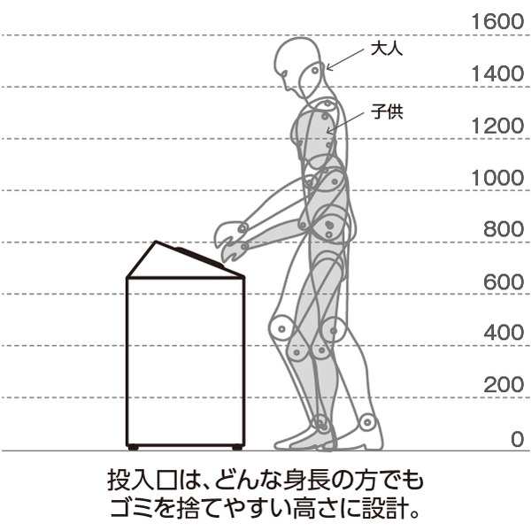 ゴミ箱 〔 一般ゴミ用 アーバングレー 〕 47.5L 角穴 金属 スチール 製 テラモト ニートSLF ダストボックス 送料無料