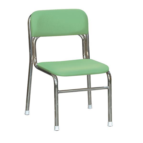 軽量 スタッキングチェア (イス 椅子) 【5脚セット グリーン×クロムメッキ 幅45cm 重さ4.3kg】 日本製 国産 防汚仕様 金属 スチール 緑 の通販は