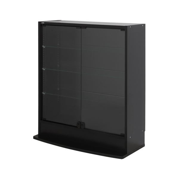 コレクションケース ショーケース /整理 収納 棚 【ワイド ロータイプ 低い 本体 奥行29cm ブラック】 幅83.1cm 強化ガラス扉 棚板 【組の通販は 31,072円