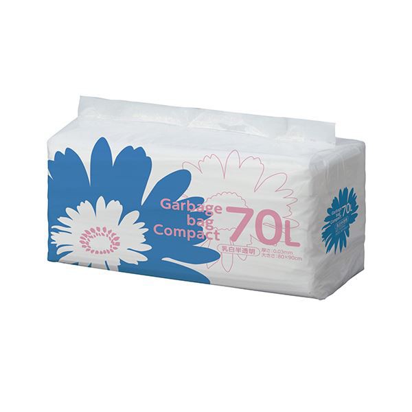 TANOSEE ゴミ袋 コンパクト乳白半透明 70L 1セット（400枚：50枚×8パック） 送料無料