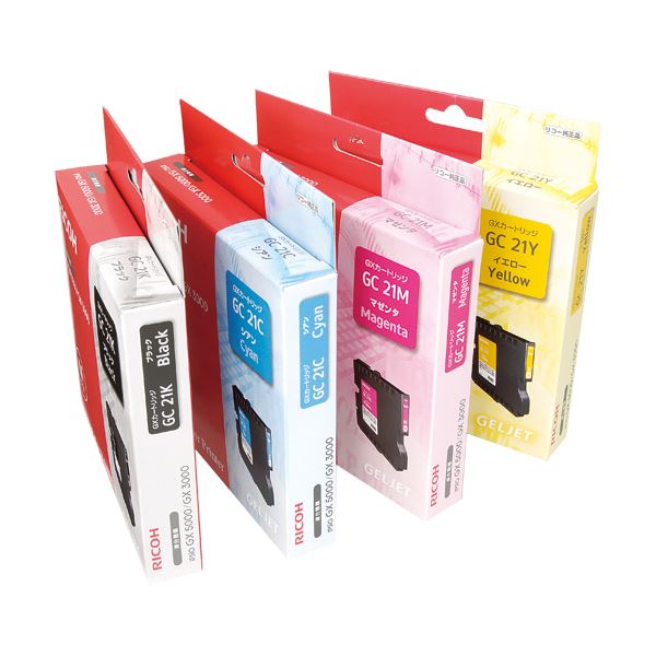 (まとめ) リコー GXカートリッジ GC21Cシアン Mサイズ 515628 1個 【×5セット】 鮮やかな蒼色、リコーのインクジェットカートリッジ まの通販は