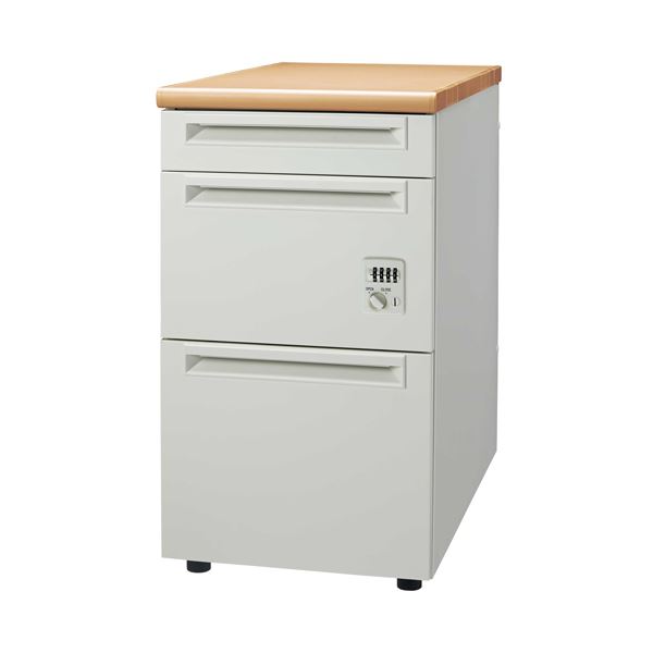 プラス 脇机 テーブル 3段ダイヤル錠UJ-047D-D3D WM/W4引出D 収納力抜群 便利な3段引き出し付き脇机 ダイヤル錠で安心のセキュリティ 使いやすいWM/W4引出D仕様 送料無料