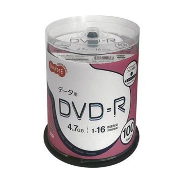 （まとめ）TANOSEE データ用DVD-R4.7GB 1-16倍速 ホワイトワイドプリンタブル スピンドルケース 1パック（100枚）【×5セット】 白 送料