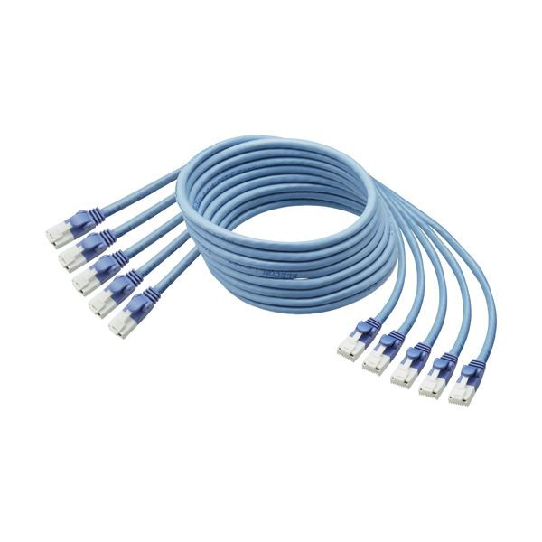 (まとめ)TANOSEE爪折れ防止LANケーブル 配線 (CAT6) ブルー 10m 1パック(5本)【×3セット】 青 送料無料の通販は