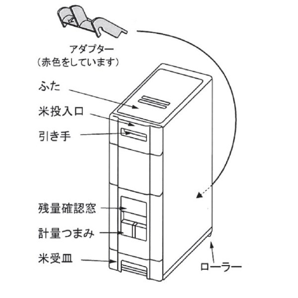 コンパクト ライスストッカー/米びつ 【マイルドホワイト 22kg整理