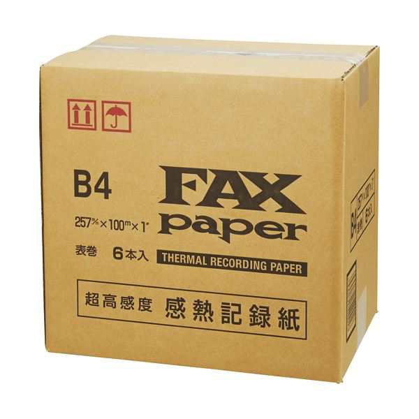 (まとめ）感熱FAXロール紙 B4幅257mm×長さ100m 芯内径1インチ 表発色 ON-5711 1箱(6本)【×3セット】 送料無料