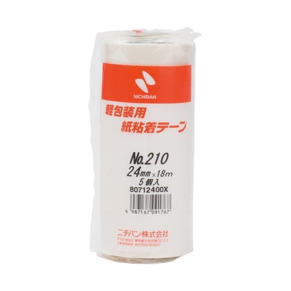 （まとめ）ニチバン 紙粘着テープ 210-24 白 24mm×18m 5巻【×30セット】 白い世界を広げる テープマジック 24mm×18m 5巻セット【×30