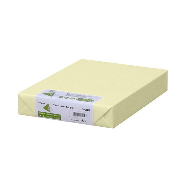 (まとめ) 長門屋商店 Color Paper A4厚口 レモン ナ-3352 1冊(500枚) 【×5セット】 鮮やかな印刷で注目を集める プリンタ対応のカラーペ