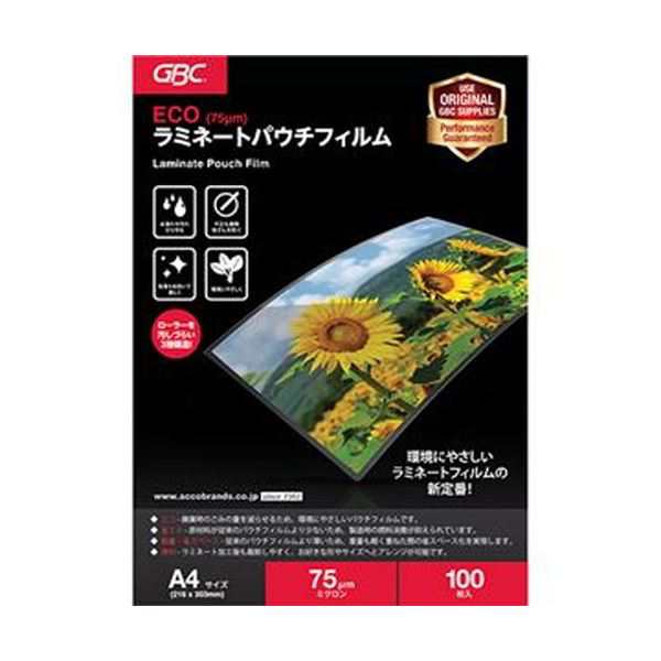 （まとめ）アコ・ブランズ ECOパウチフィルムA4 75μ YV075A4Z 1パック（100枚）【×10セット】 ツヤと静電気を抑制する、ベーシックなが