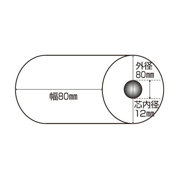 TANOSEE 感熱レジロール紙ノーマルタイプ 80×80×12mm 75μ 1セット(60巻