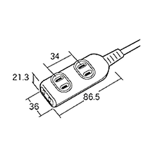 (まとめ) タップ 2P・3個口 10m TAP-3W10N 1個 【×10セット】 送料無料