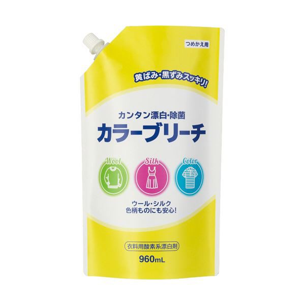 （まとめ）ミツエイ 衣料用カラーブリーチ つめかえ用 960ml 1セット（10個） 【×3セット】 安心の酸素系ブリーチ ウール・シルク・色柄