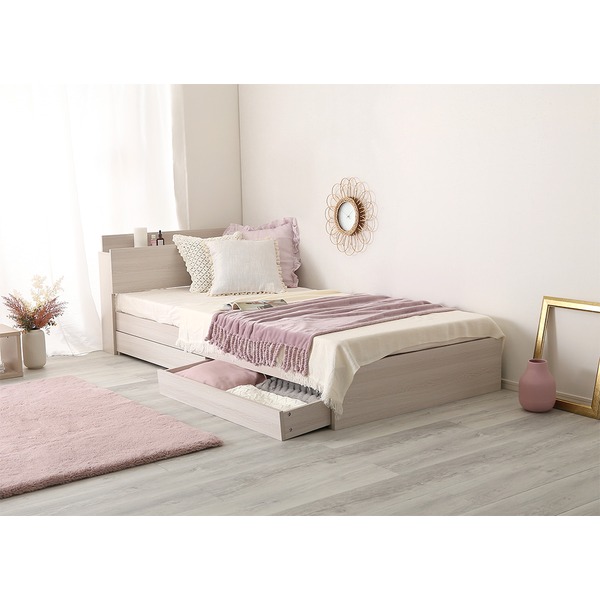 チェスト ベッド 約幅106.4cm シングル ホワイトオーク 宮付き コンセント付き 大人かわいいインテリア 組立品 ベッドルーム 送料無料の通販は