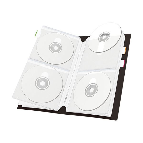 まとめ) DVD／CD用ディスクファイル 48枚整理 収納 クリア CCD-FS48CR
