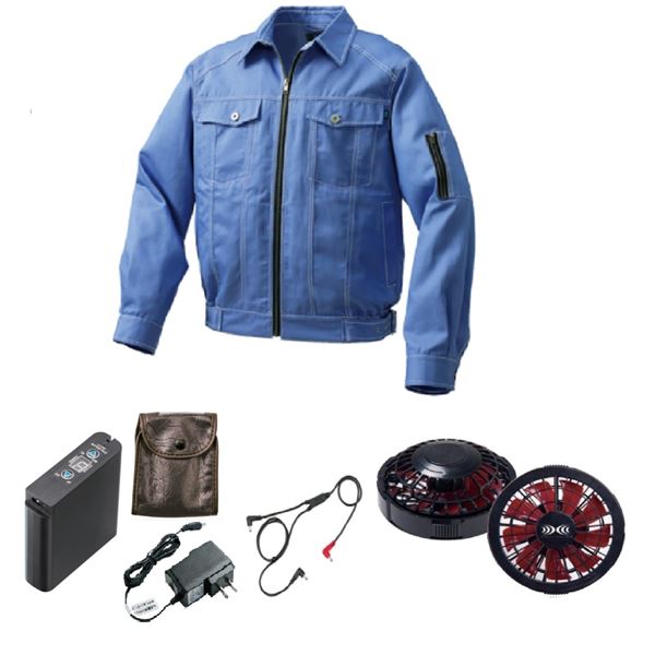 KU92100 空調服 R 綿・ポリ混紡 フルハーネス仕様 FAN2200G・RD9261・LIPRO2セット ライトブルー 3L KU92100 空調服 R 綿・ポリ混紡 フルハーネス仕様 FAN2200BR・RD9261