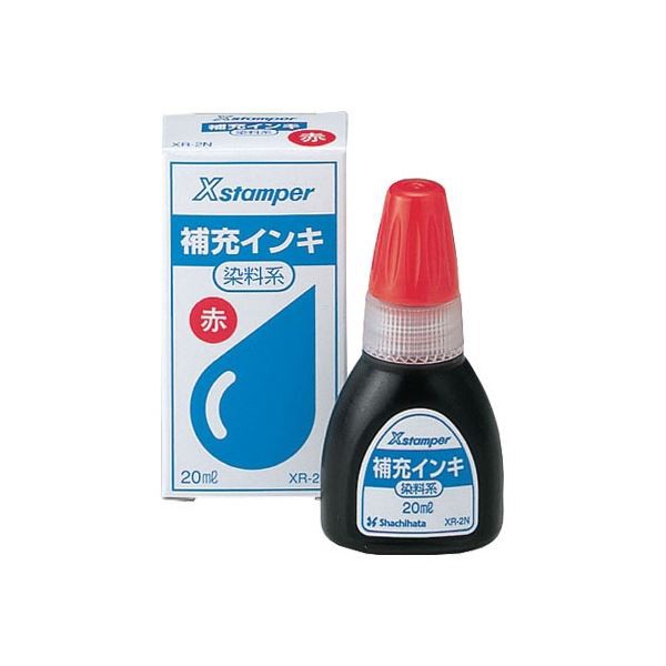 (まとめ) シヤチハタ Xスタンパー補充インキ 染料系 20ml 赤 XR-2N 1個 【×20セット】 送料無料