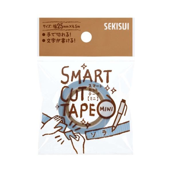まとめ）セキスイ スマートカットテープミニ 25mm×4.5m ソラ【×50