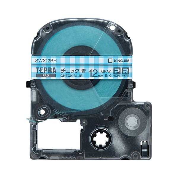 (まとめ) キングジム テプラ PROテープカートリッジ 模様ラベル 12mm チェック青/グレー文字 SWX12BH 1個 【×10セット】 送料無料の通販は 13,891円