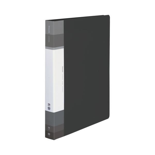 （まとめ）コクヨクリヤーブック（Glassele） 固定式・背ポケット A4タテ 60ポケット ブラック ラ-GLB60D 1セット（4冊） 【×3セット】 の通販は
