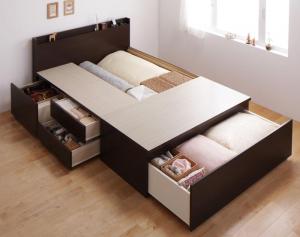 ダークブラウン、ナチュラル、白 ホワイトから選べる 収納付きベッド 収納 収納付き 収納ベッド 大容量 収納ボックス 布団 敷き布団 薄型スタンダードポケットコイルマットレス付き セミダブル 組立設置付 組立設置付 薄型スタンダードポケットコイルマットレス付き セ