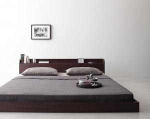 セミダブルベッド 棚・コンセント付きモダンデザインフロアベッド スタンダードボンネルコイルマットレス付き セミダブル スタンダードボンネルコイルマットレス付き セミダブル 送料無料の通販は 29,242円