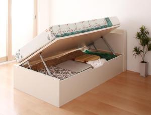 ベッド 日本製 収納付き ショートセミシングル ブラウン 国産ハイグレード ポケットコイルマットレス付き 硬さ：ソフト 宮付き〔代引不可〕